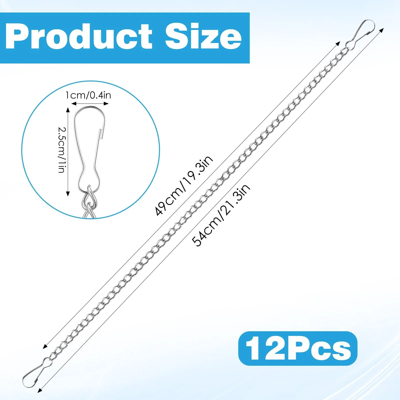 Ланцюги для підвісних кошиків 12 шт 54 см сріблясті, фото №2 Ланцюги для підвісних кошиків 12 шт 54 см сріблясті, фото №2
