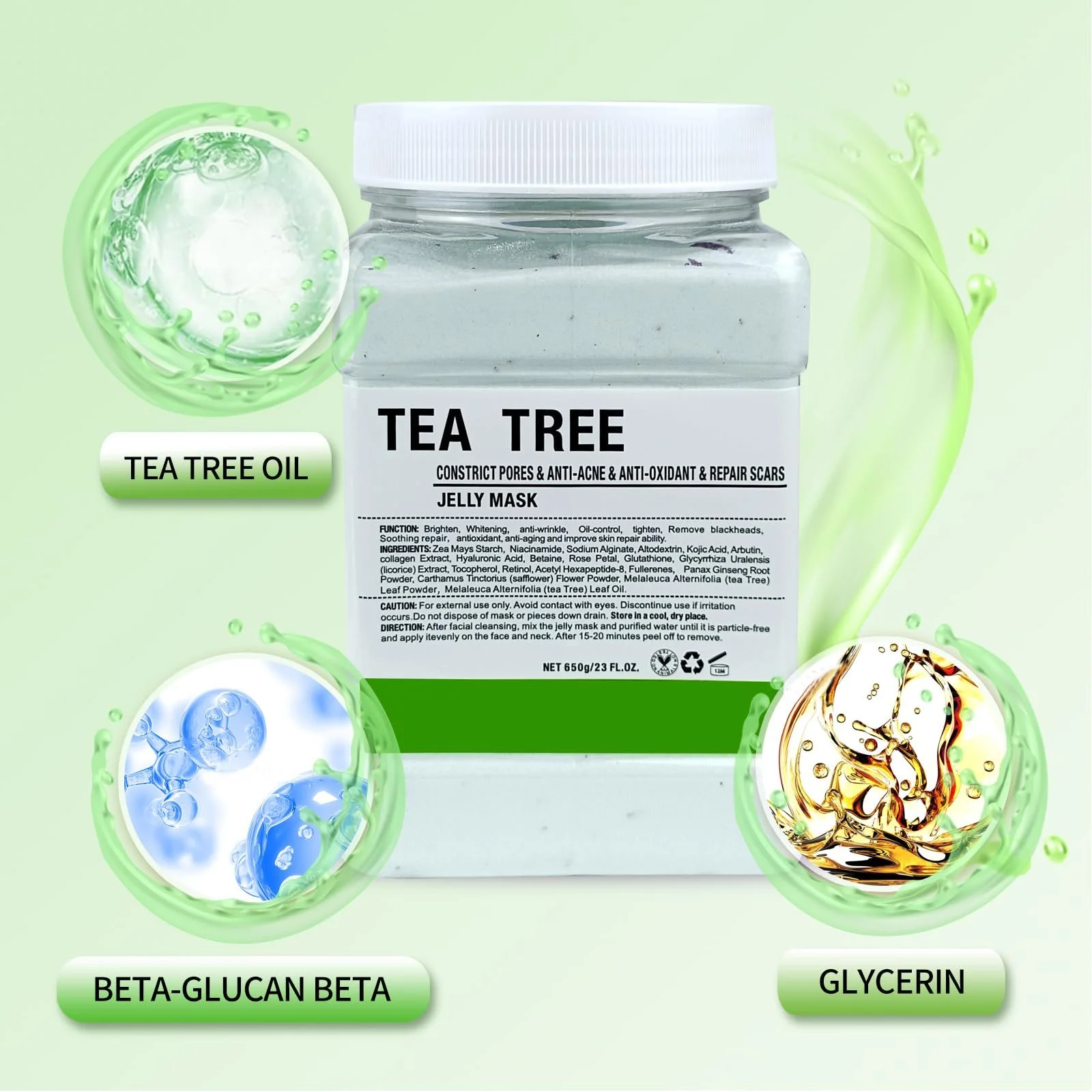 Маска для лица желеобразная Пудра Увлажняющая и Питательная для всех типов кожи, 23 жидких унции (Чайное дерево), фото №3