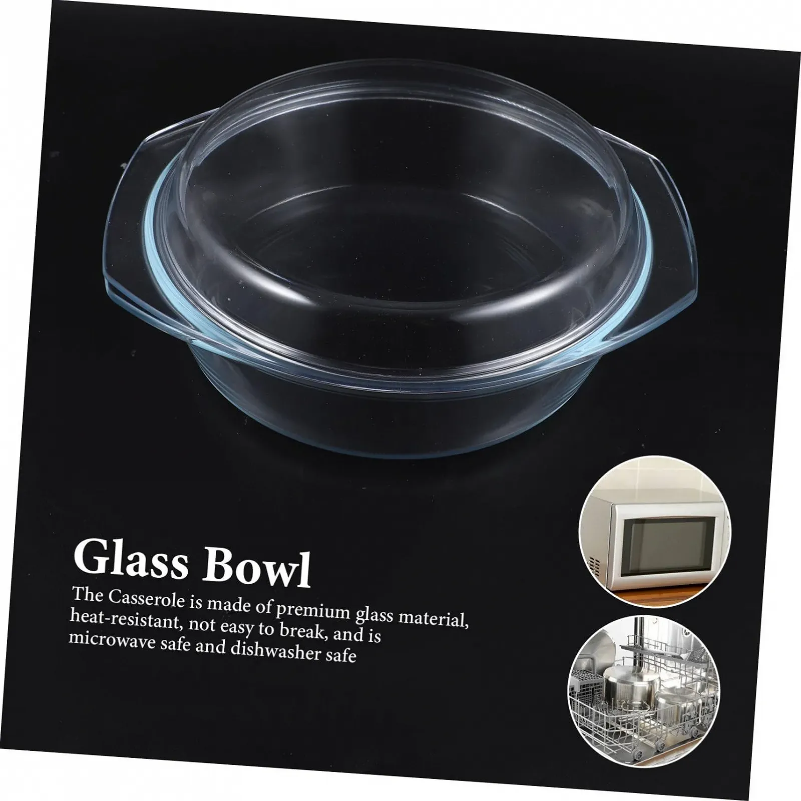 Форма для запекания стеклянная INOOMP с плоской крышкой, термостойкая, с ручками, фото №5