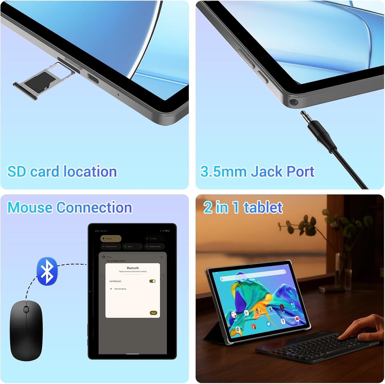 Планшет 11'' Full HD BEYNIVAN M148 12+24/256 ГБ 8 ядер Android 15 8000 мАч Серый, фото №6