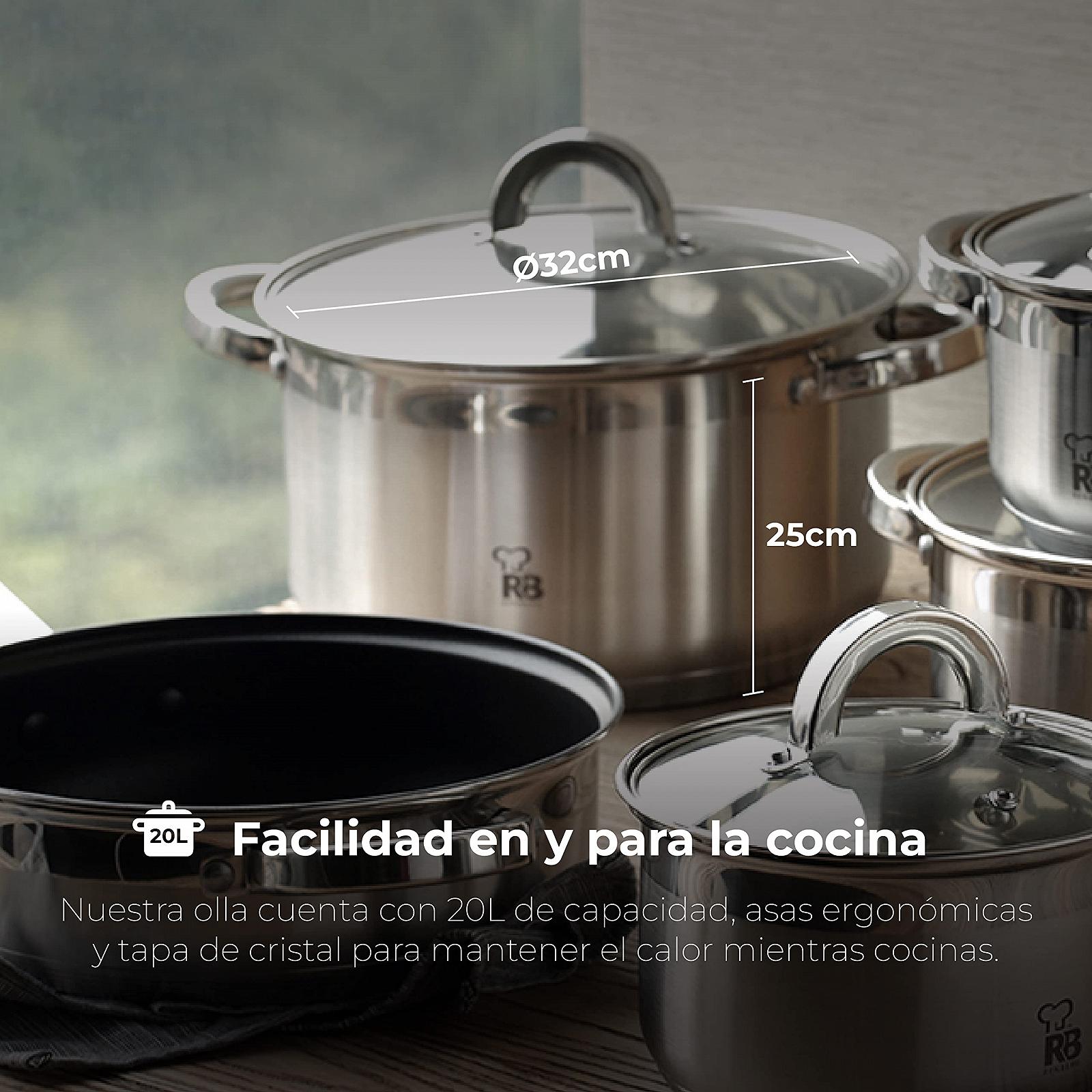 Кастрюля RENBERG Alexander Высокая 32 x 25 см 20 литров с крышкой из стекла Нержавеющая сталь, фото №2 Кастрюля RENBERG Alexander Высокая 32 x 25 см 20 литров с крышкой из стекла Нержавеющая сталь, фото №2