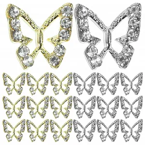 Украшения для ногтей в форме бабочки 40 шт., стразы и подвески для маникюра, украшения для акриловых ногтей, большое количество страз для ногтей - Фото 1