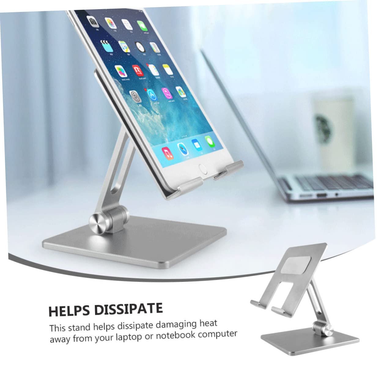 Підставка для планшета алюмінієва регульована портативна Тримач для ноутбука Охолодження Просторова економія, фото №6