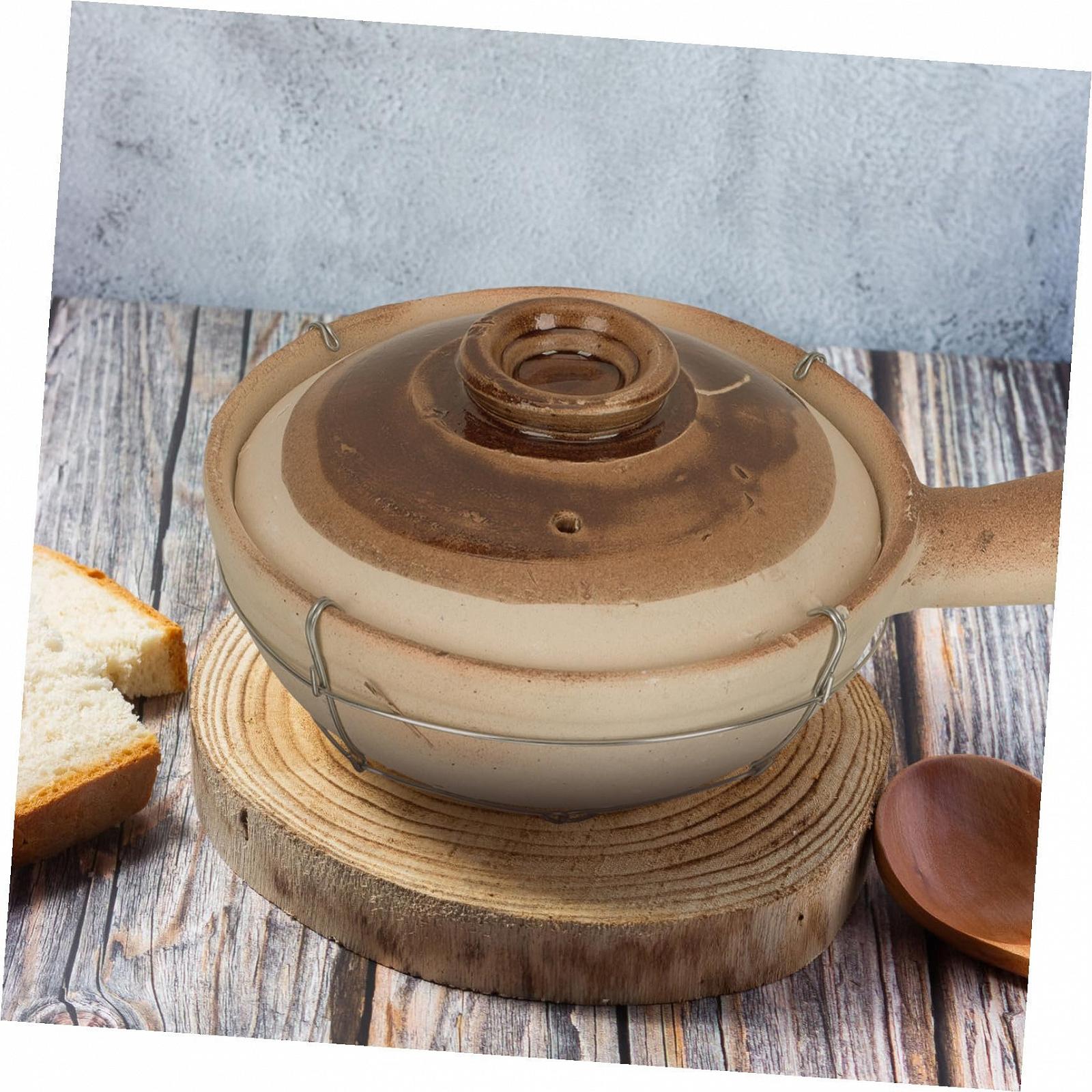 Горшок глиняный С ручкой и крышкой Термостойкий Многофункциональный для супов и риса, фото №9