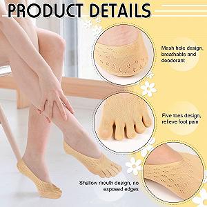 Носки с пятью пальцами Geyoga 3 пары Ортопедические компрессионные носки-невидимки Розовый, черный, хаки synthetic.ua - Фото 1