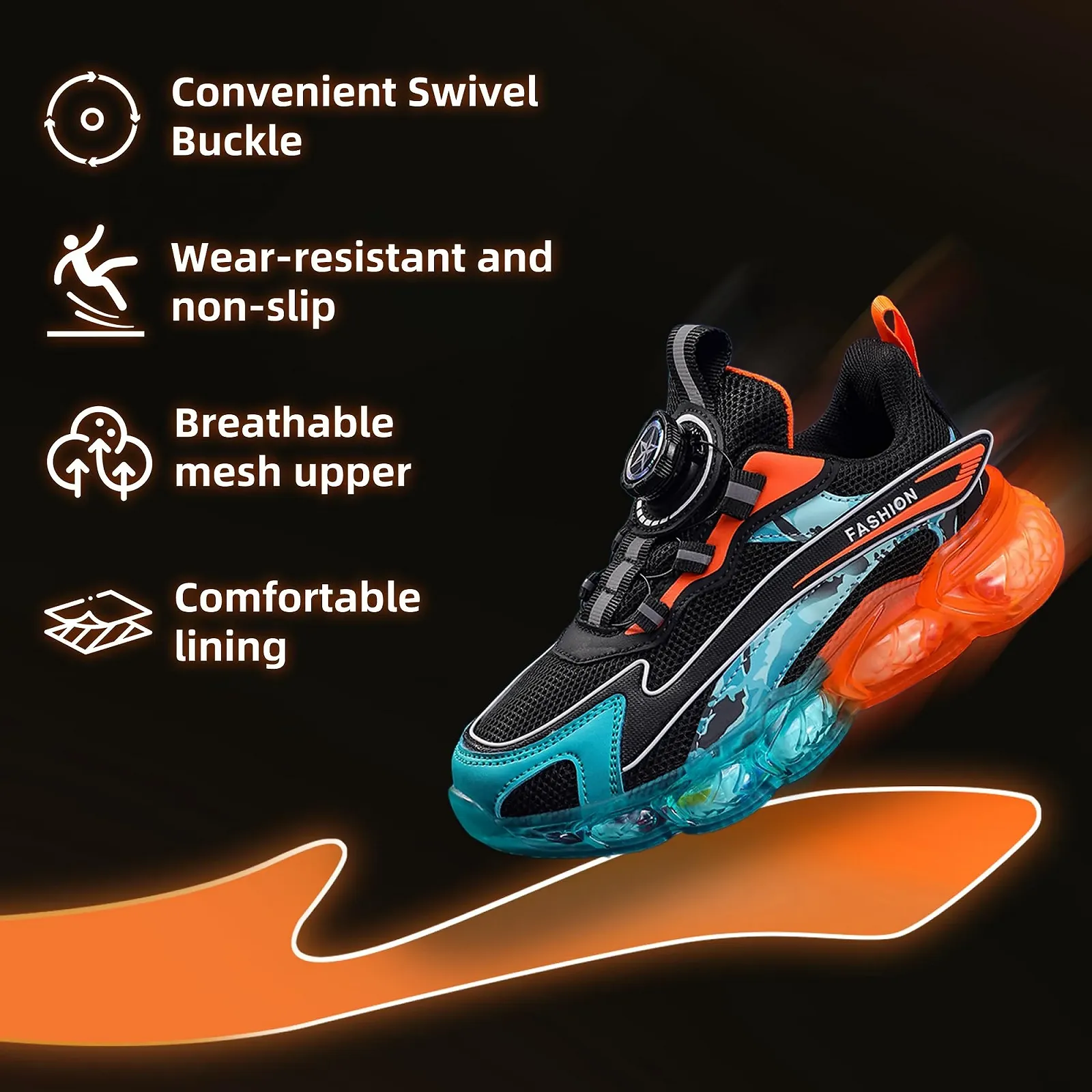 Кросівки ITSOGOO Дитячі Спортивні Легкі Дихаючі Для Бігу Фітнесу Для Приміщень Для Прогулянок Для Джогінгу 28-37EU, фото №5