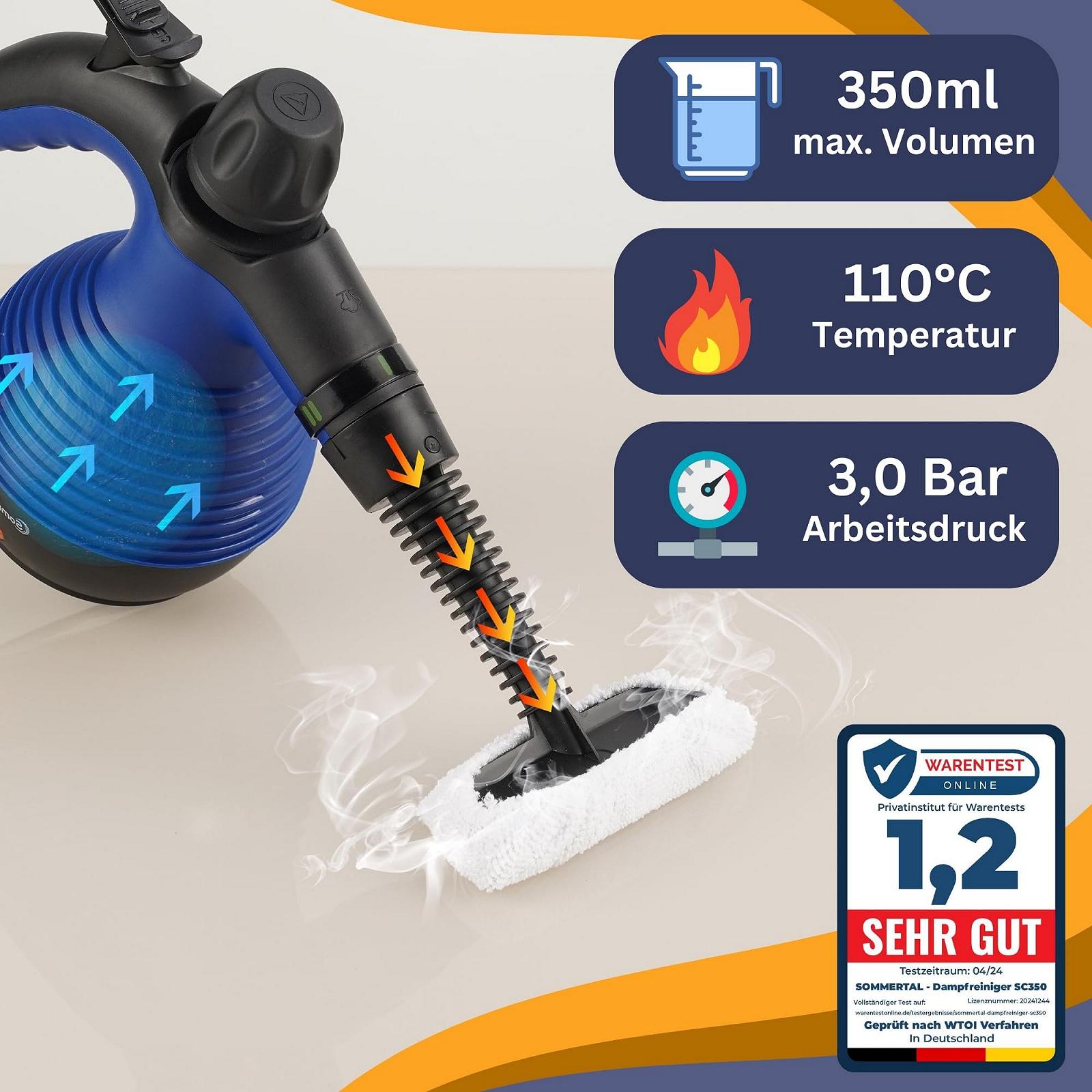 Ручной пароочиститель Sommertal SC350-1050W, 110 °C, фото №2