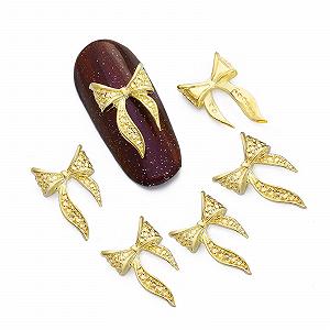 Стрази для нігтів Бантики-метелики Золотий, 50 шт - Фото 1