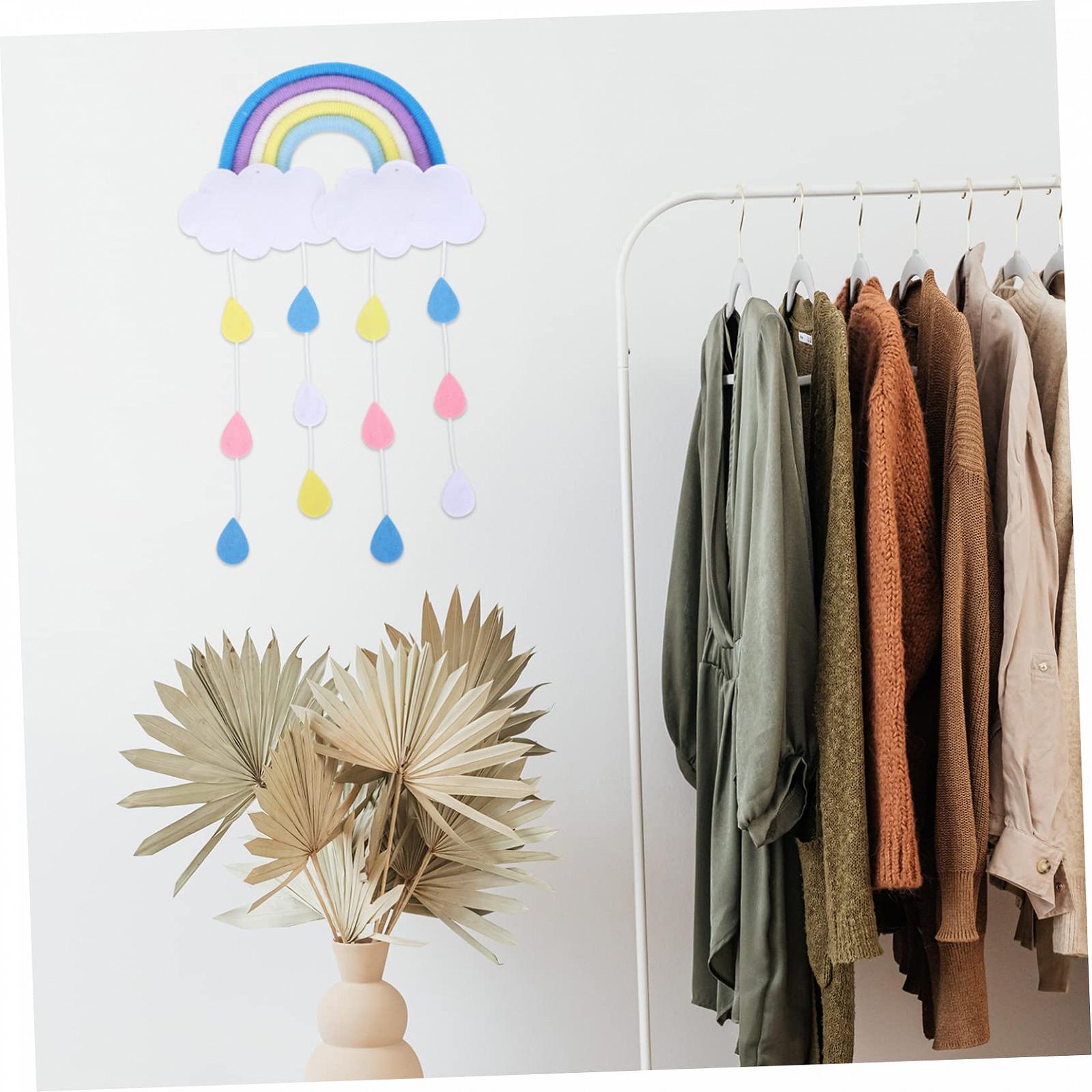 Подвесное украшение Baby Nursery Blanket Crib Macrame Rainbow Tassel Baby Nursery Ceiling Mobile Cloud для детского пледа украшение аксессуары пряжа простой комплект из 5, фото №6