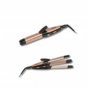 Випрямляч для волосся 3 в 1 STILY Ceramic Plate Rose Gold and Black 32 мм - Фото 1