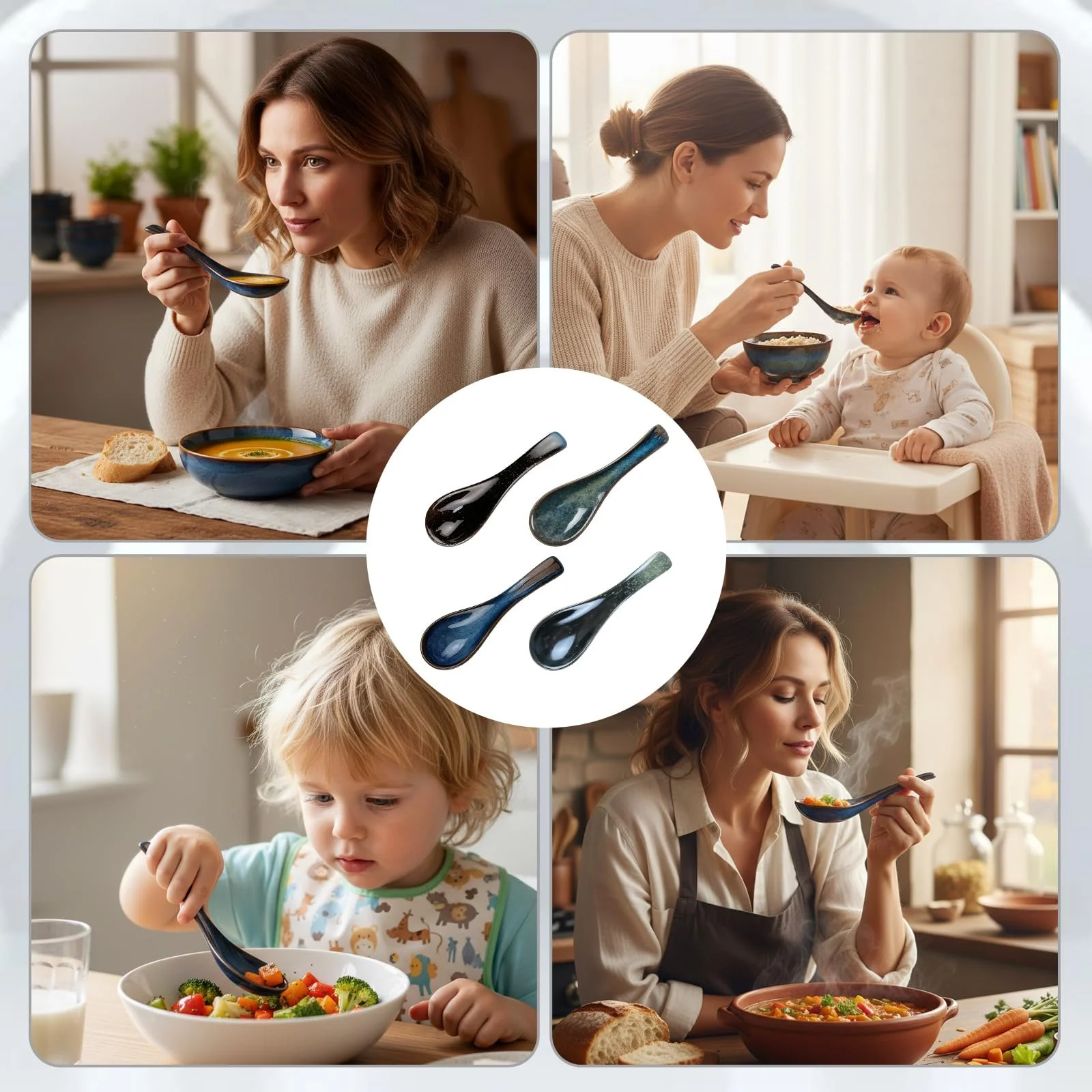 Ложка для супу керамічна, в азіатському стилі, синя (4 шт.), фото №8 Ложка для супу керамічна, в азіатському стилі, синя (4 шт.), фото №8