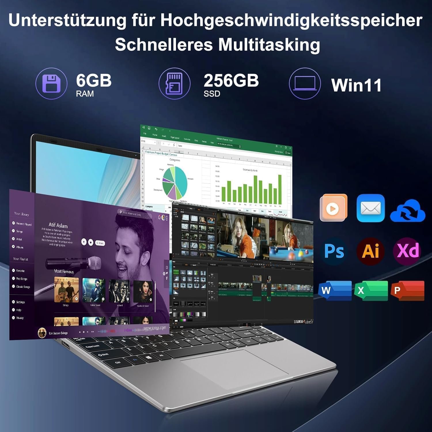 Ноутбук 14" Bvate B5 Intel Celeron N4020 RAM 6GB SSD 256GB Win11 (UKR), фото №4