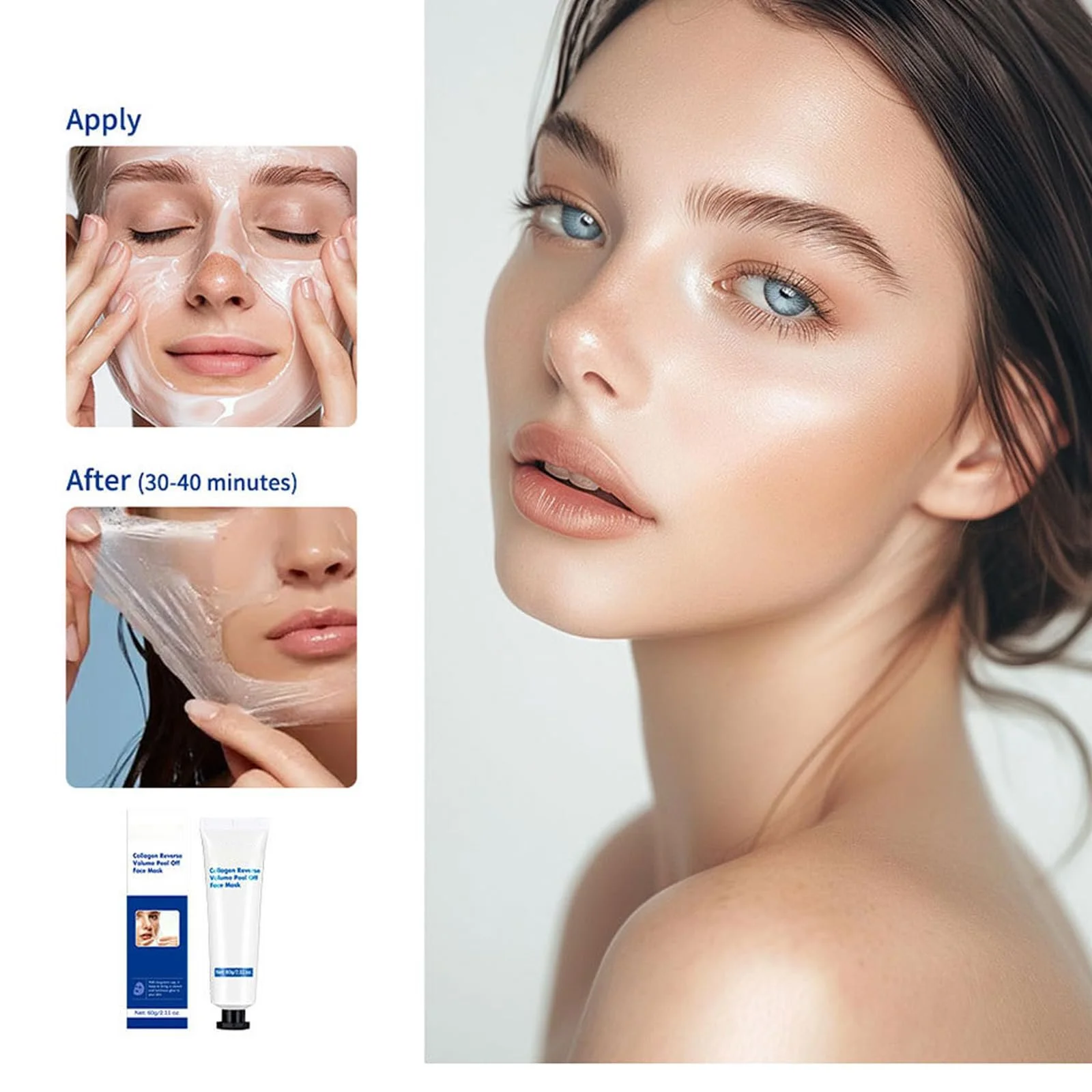 Маска для обличчя проти зморшок, гідратуюча колагенова маска нічна, фото №4