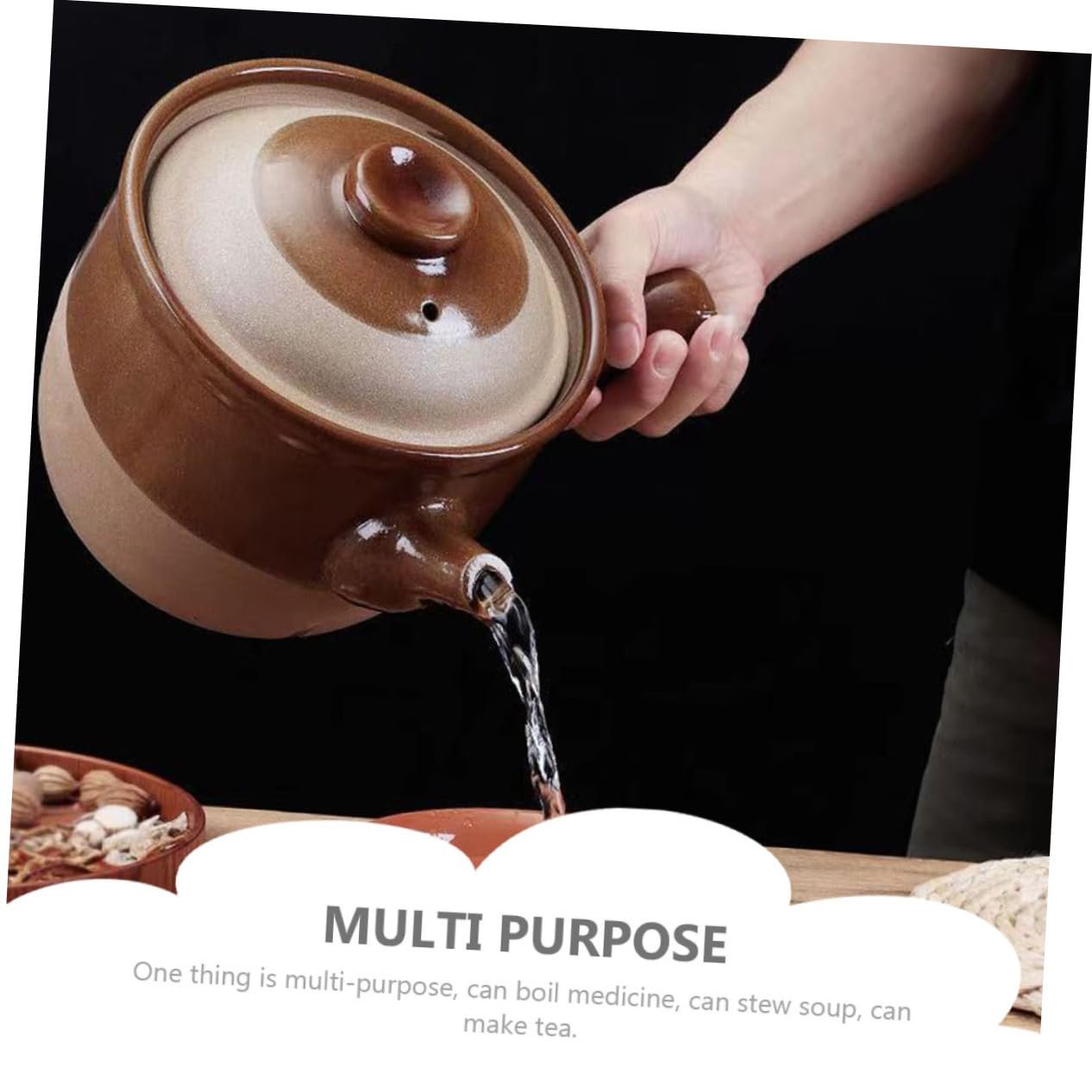 Керамічний глиняний горщик 1,5 л з термостійкою ручкою та носиком, фото №2 Керамічний глиняний горщик 1,5 л з термостійкою ручкою та носиком, фото №2