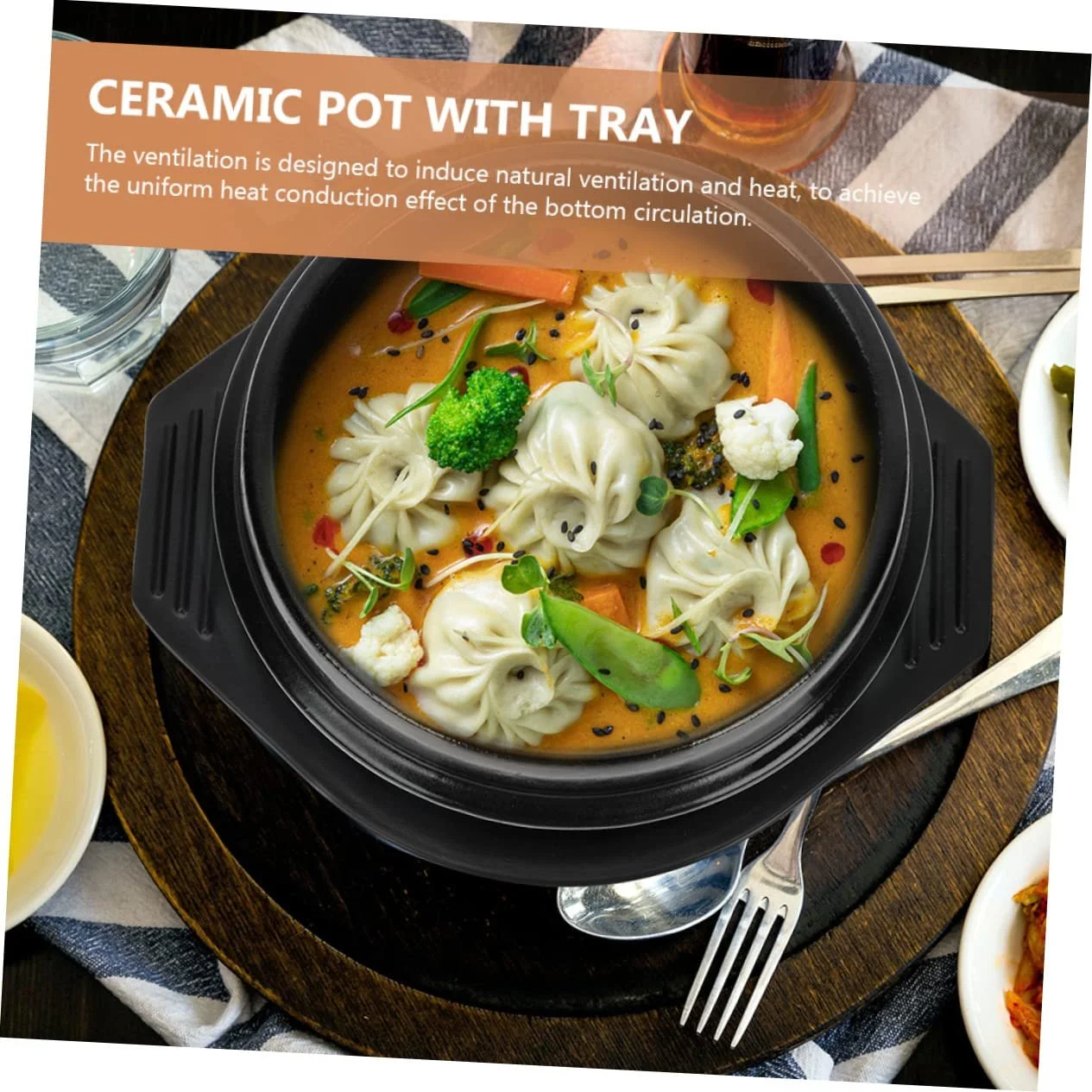 Горшок керамический Luxshiny для бибимбапа с подставкой 1 штука, фото №6