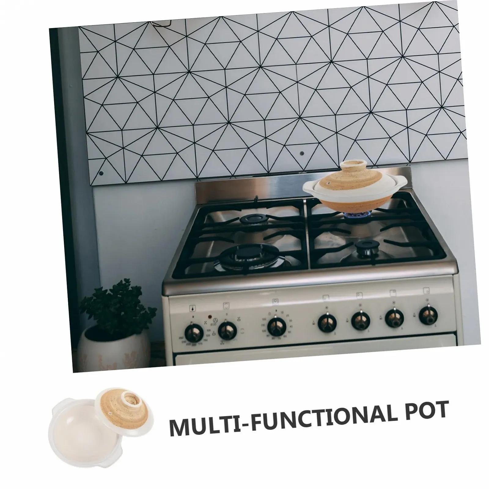 Кастрюля для запекания Керамическая с крышкой Японский глиняный горшок Термостойкая, фото №5