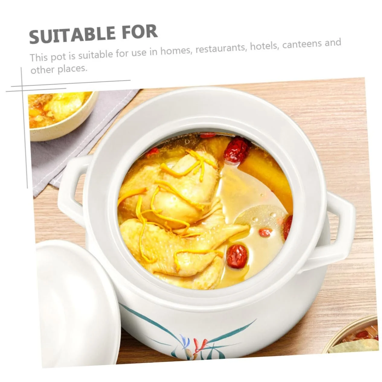 Супница SOIMISS Термостойкая керамическая Многофункциональная для тушения и варки, фото №3