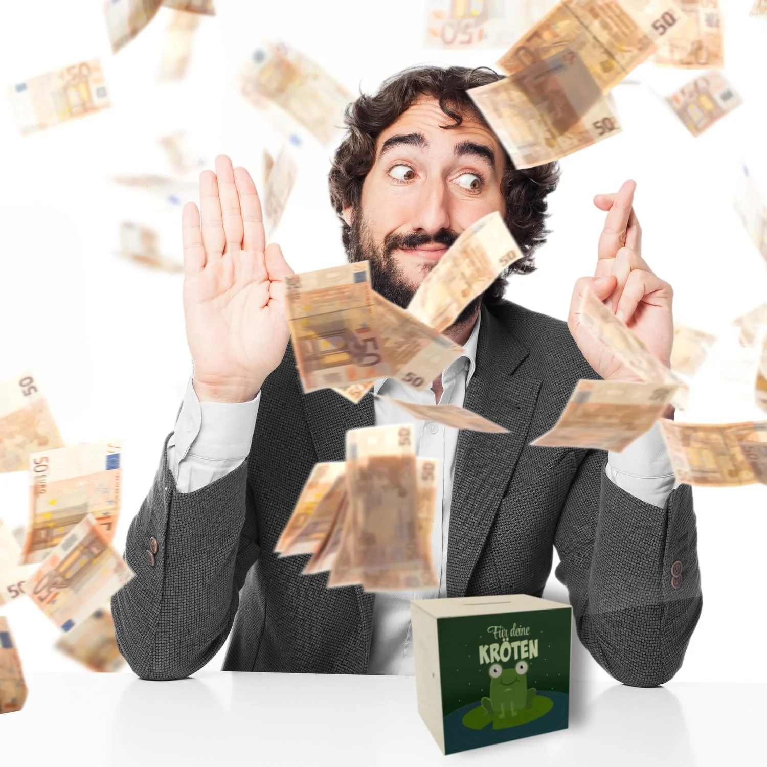 Скарбничка дерев'яна з жабою та написом «Für Deine Kröten», фото №7