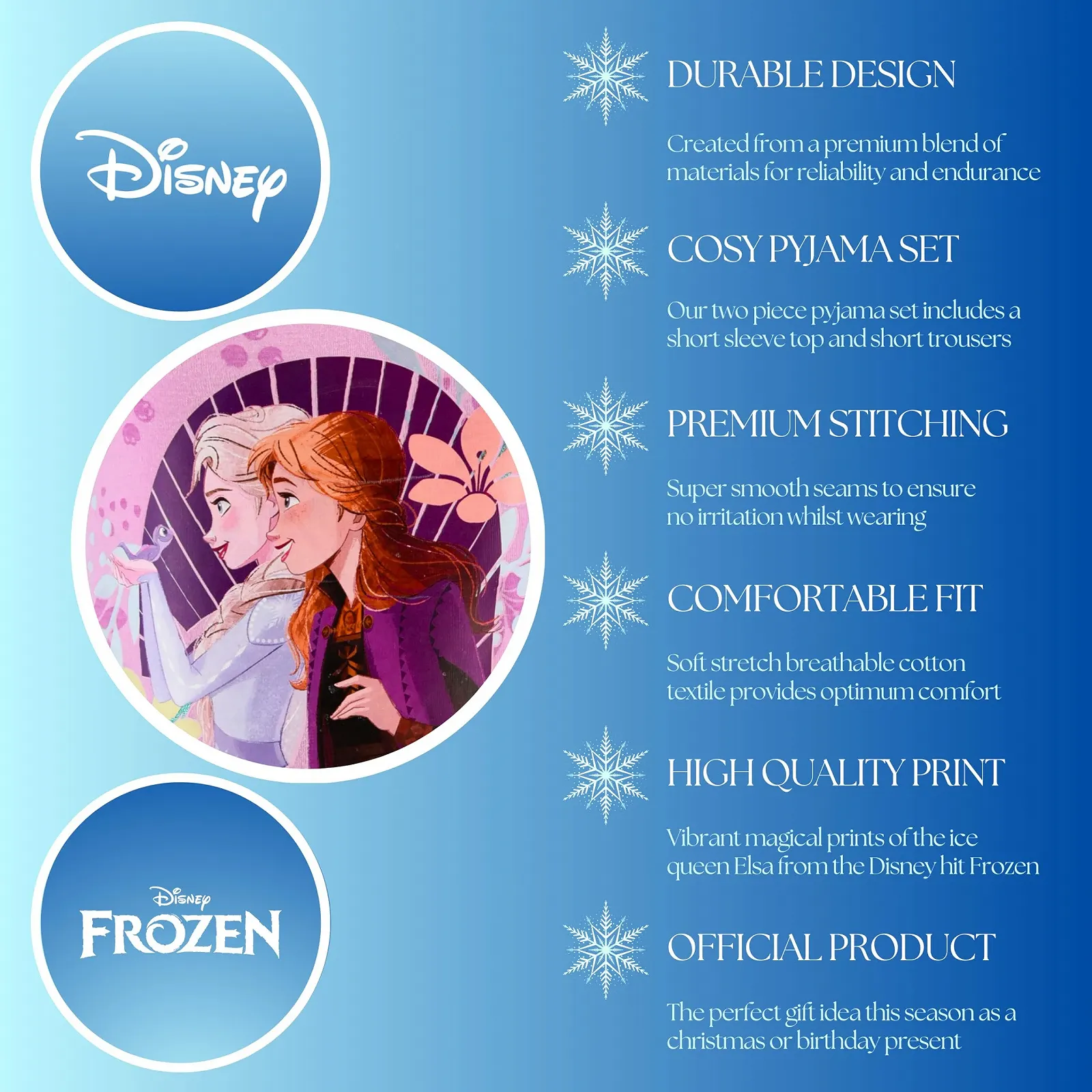 Піжама Disney Frozen для дівчат, комплект з 2 предметів, м'яка бавовняна піжама з дизайном Ельзи, Анни та Бруні, фото №5 Піжама Disney Frozen для дівчат, комплект з 2 предметів, м'яка бавовняна піжама з дизайном Ельзи, Анни та Бруні, фото №5