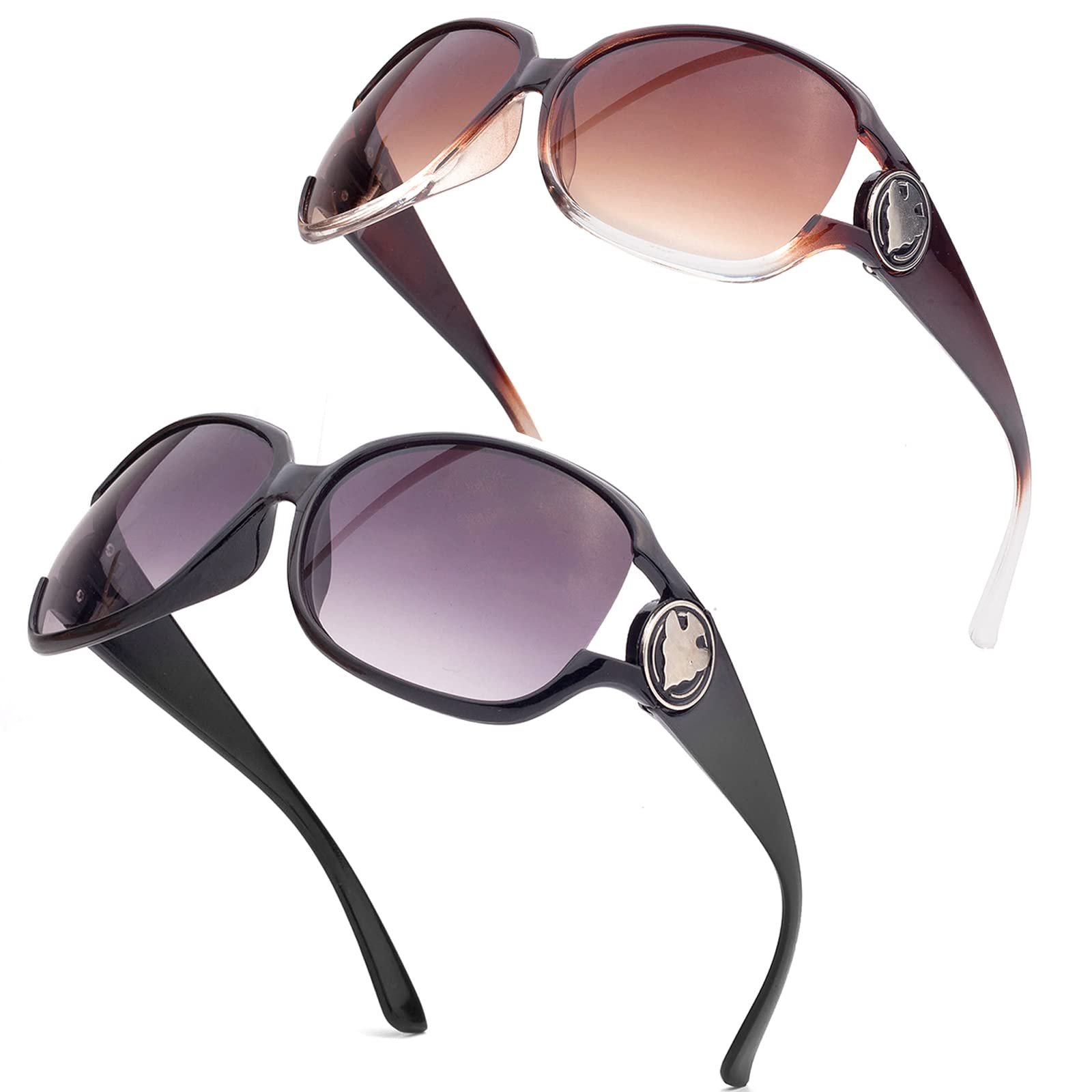 Сонцезахисні окуляри E & R Elegant Rabbit Класичні вінтажні 2 шт. 3043, Чорний/Коричневий, M, фото №7