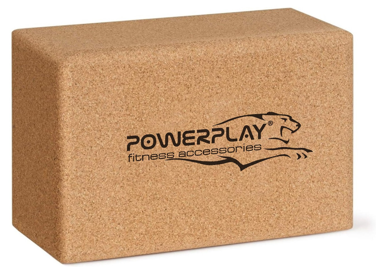 Блоки для йоги 2шт PowerPlay PP_4006 з пробкового дерева Cork Yoga Block пара, фото №2