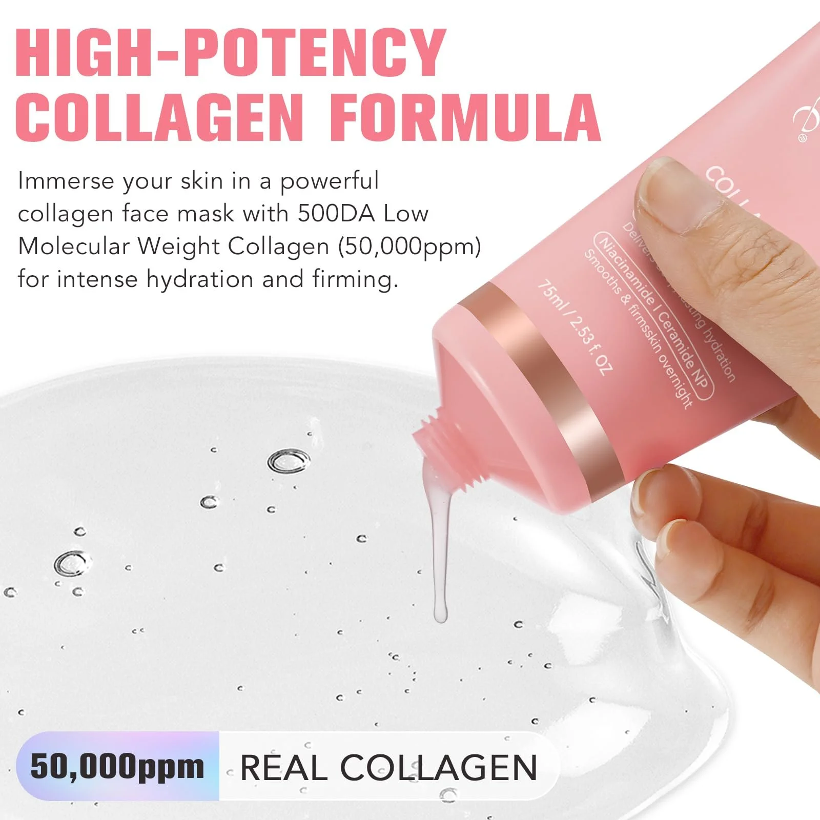 Нічна маска для обличчя Collagen, корейська маска-плівка з колагеном для покращення еластичності  2 шт, фото №5