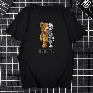 Футболка мужская с принтом мишка-робот SW1007 цвет черный размер S/M synthetic.ua - Фото 1