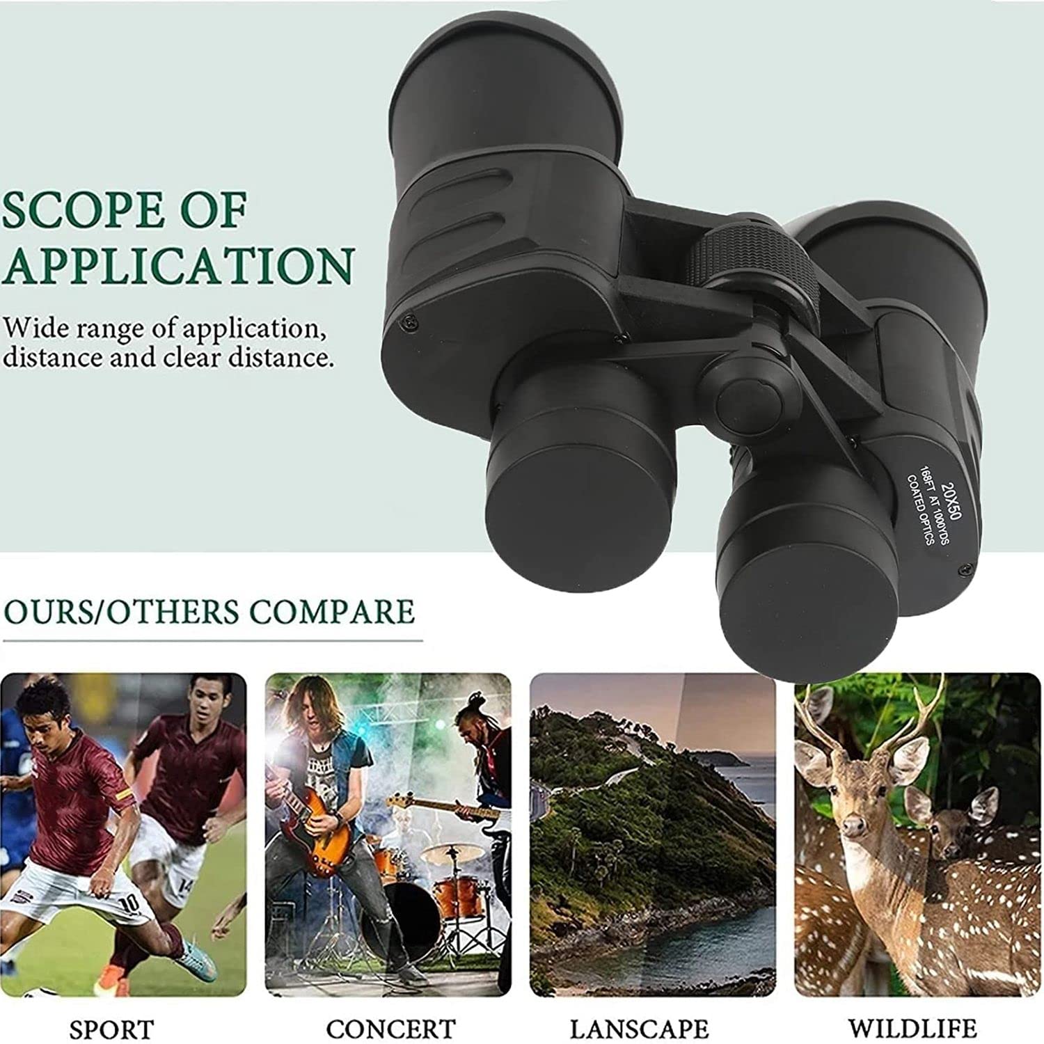 Біноклі mansH Professional 20x50 Нічного бачення Водонепроникні Чорний, фото №2 Біноклі mansH Professional 20x50 Нічного бачення Водонепроникні Чорний, фото №2