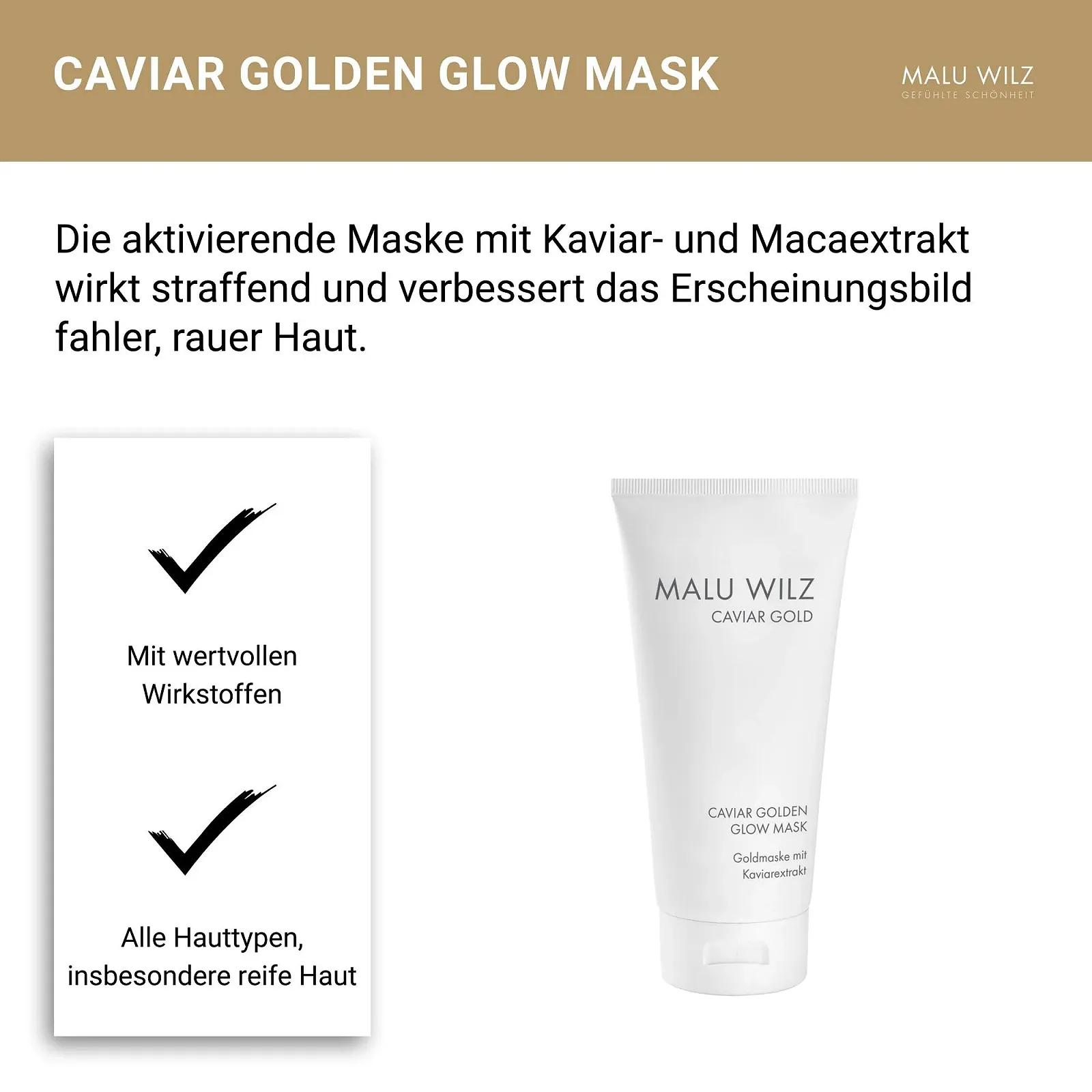 Маска Malu Wilz Caviar Golden Glow 50 мл, зволожуюча, фото №5