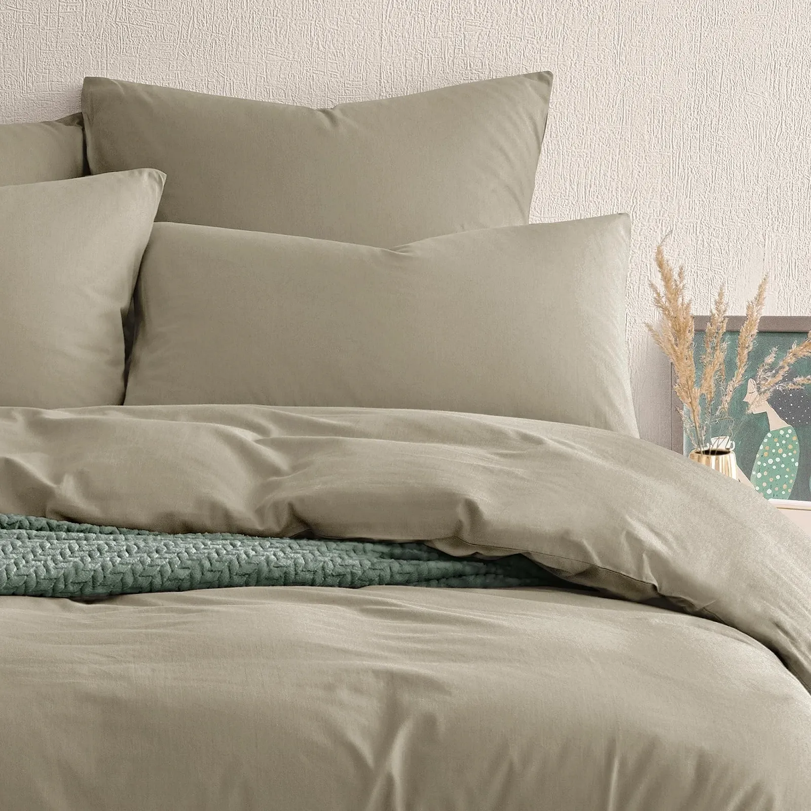 Наволочки Seralino Percale 100% Органический хлопок с молнией Бежевый/Тауп 40 x 60 см (2 шт), фото №1