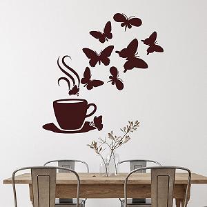 Наклейка на стіну GRAZDesign Coffee Cup with Butterflies Kitchen Self-Adhesive 30 x 30 cm 073 Dark Grey - Фото 1