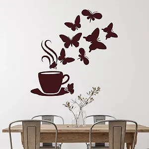 Наклейка на стіну GRAZDesign Coffee Cup with Butterflies Kitchen Self-Adhesive 30 x 30 cm 073 Dark Grey - Фото 1