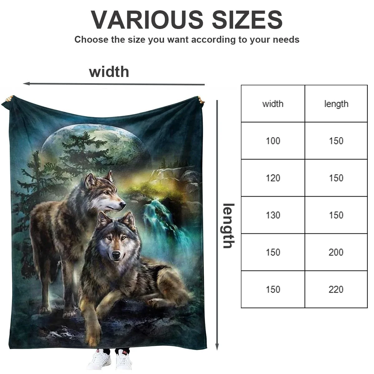 Покривало FANSU М'яка Пухнаста 150 x 200 см XL З вовком Флісова Покривало М'яка та тепла 3D Фланелева, фото №1