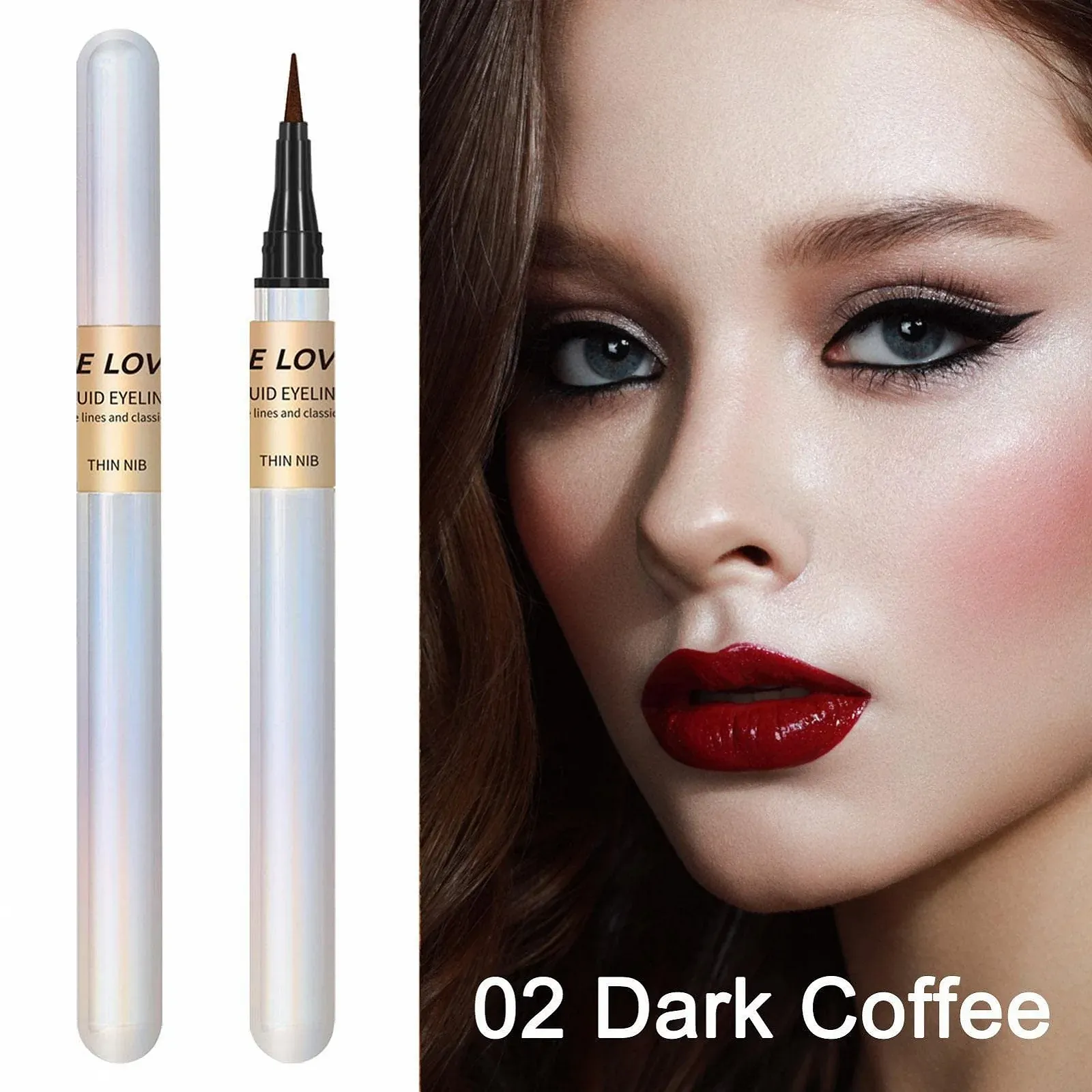 Підводка для очей Lingjiong з ультратонким наконечником, водостійка, матова, фото №5