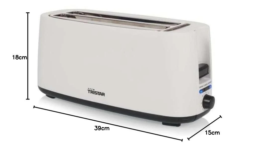 Тостер з двома довгими слотами Tristar BR-1057 7 рівнів підсмажування, функція розморожування, функція підйому, функція центрування, функція скасування, білий, фото №8