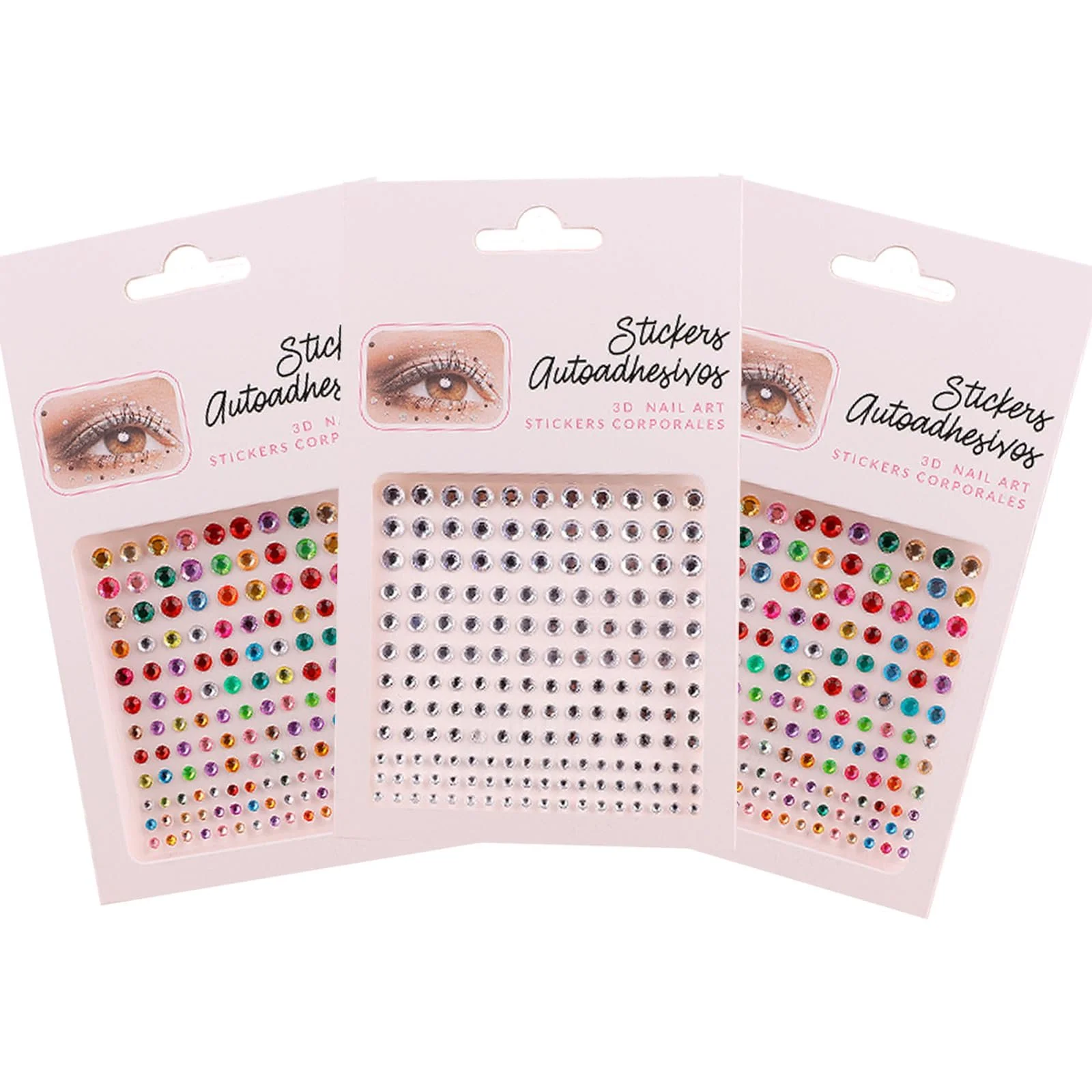 Стрази Самоклеючі 495 штук для макіяжу очей Райдужні, фото №1