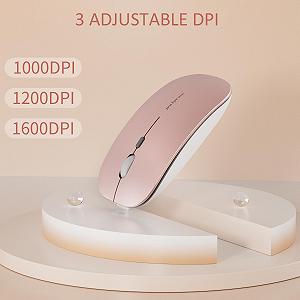 Миша Бездротова Uiosmuph Q5 1600 DPI з USB-ресивером Type C Рожевий synthetic.ua - Фото 1