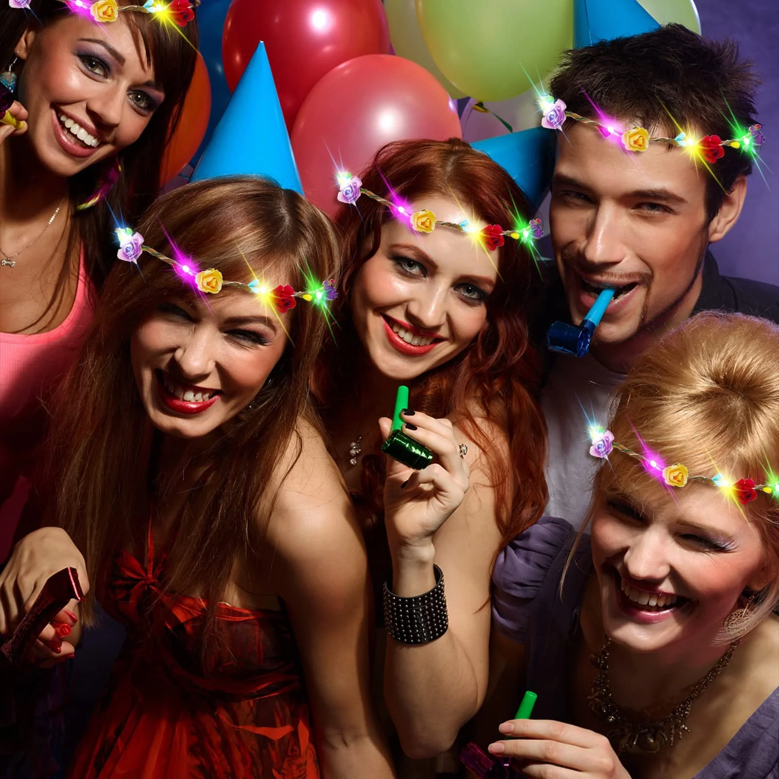 LED Вінок для волосся з квітами 12 штук, фото №5