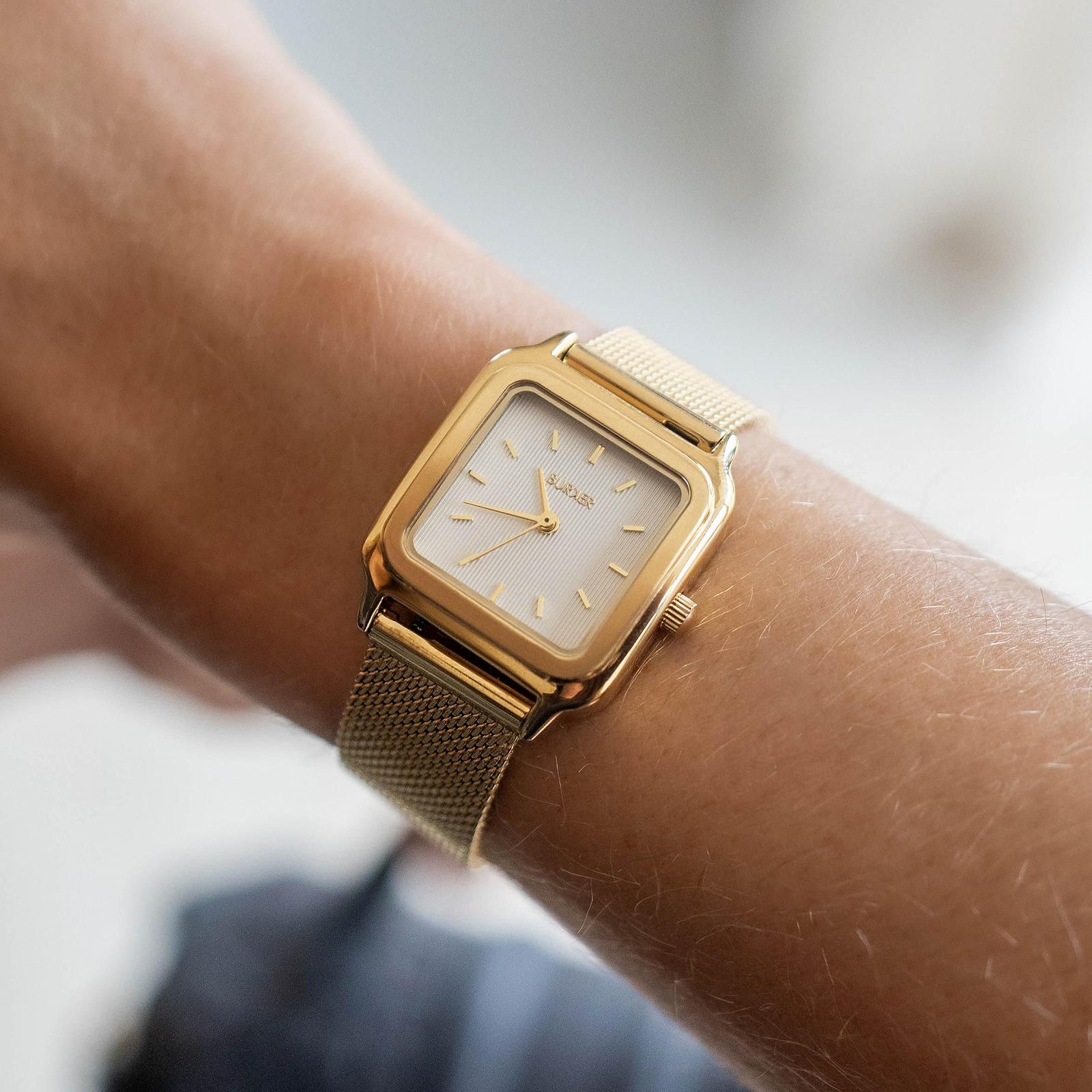 Жіночий годинник BURKER Квадратний Золотий, фото №4