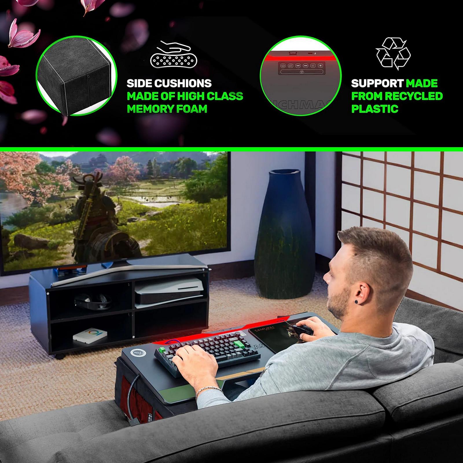 Підставка для ноутбука Couchmaster CYCON

Samurai Edition з Horizonlight Bar, Ultimate Ergonomic USB Hub, ігровий стіл для дивана та ліжка, сумісний з усіма клавіатурами та мишами, ноутбуками, ПК, колір: червоно-чорний, фото №7