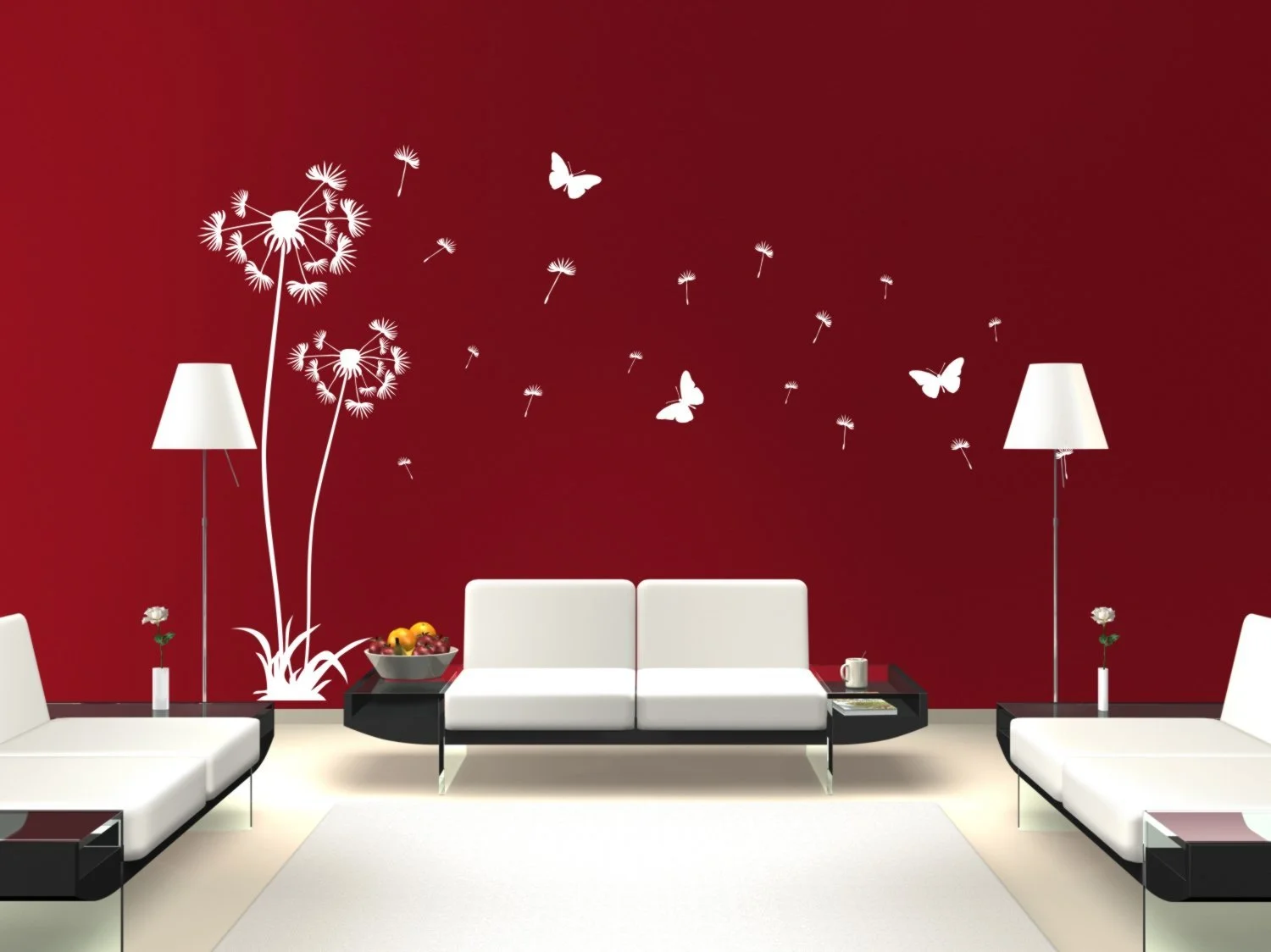 Наклейка на стіну Кульбаба Комплект з 2 шт. 120 см та 160 см біла, фото №3