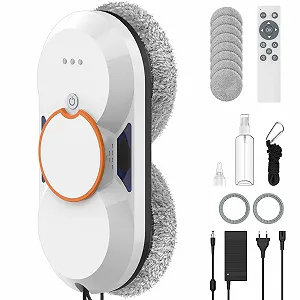 Робот для миття вікон 5600Pa Electric з автоматичною функцією подвійного розпилення, 3 режими прибирання, дистанційне керування, інтелектуальна навігація, виявлення країв вікна та вісім серветок для прибирання - Фото 1