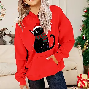 Рождественская толстовка для девочки, смешной рождественский пуловер с капюшоном, рождественский свитер с длинными рукавами и рождественским мотивом, уютная рождественская одежда, повседневный рождественский костюм synthetic.ua - Фото 1