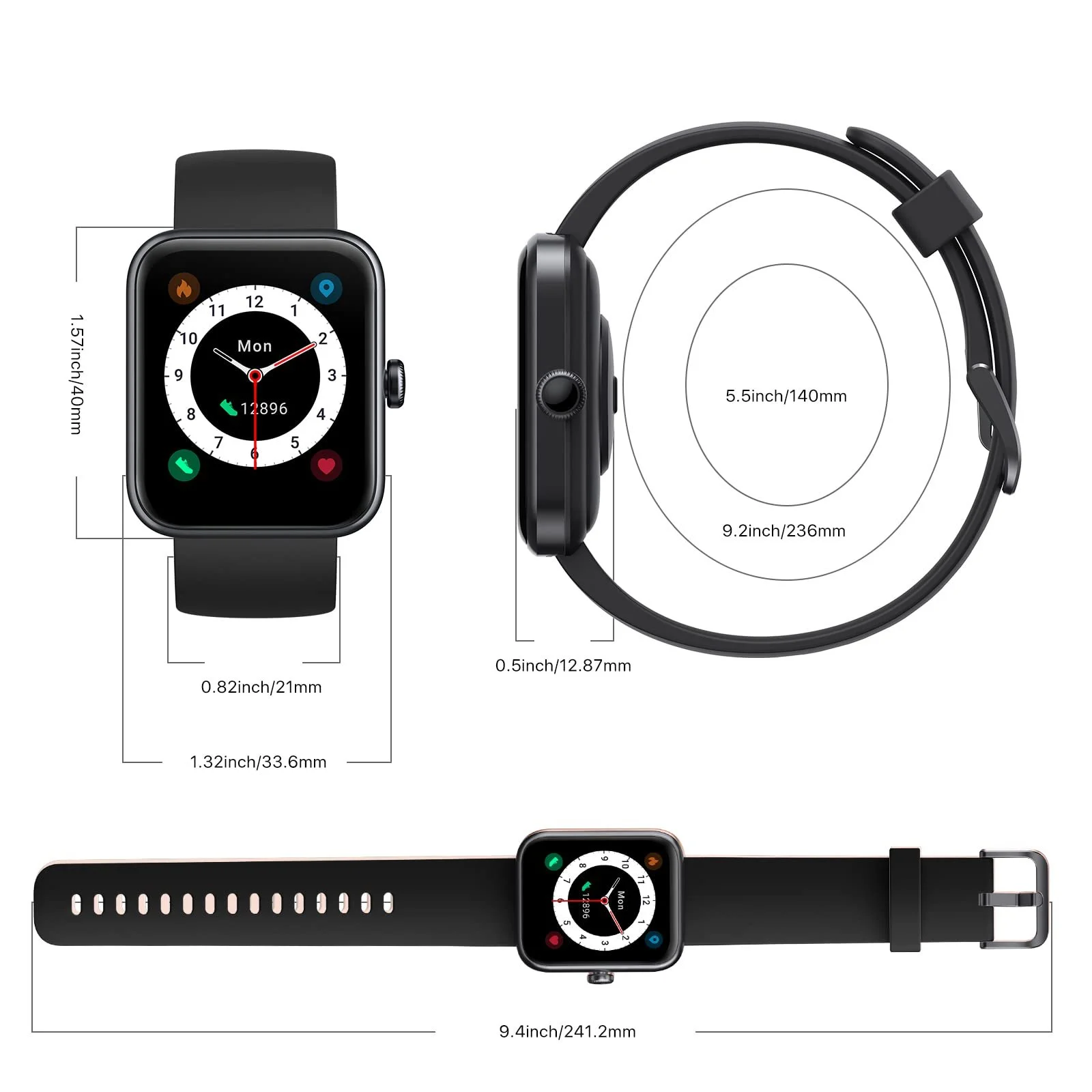 Смартчасы UMIDIGI UFit Pro, 40 мм, Черный, фото №7