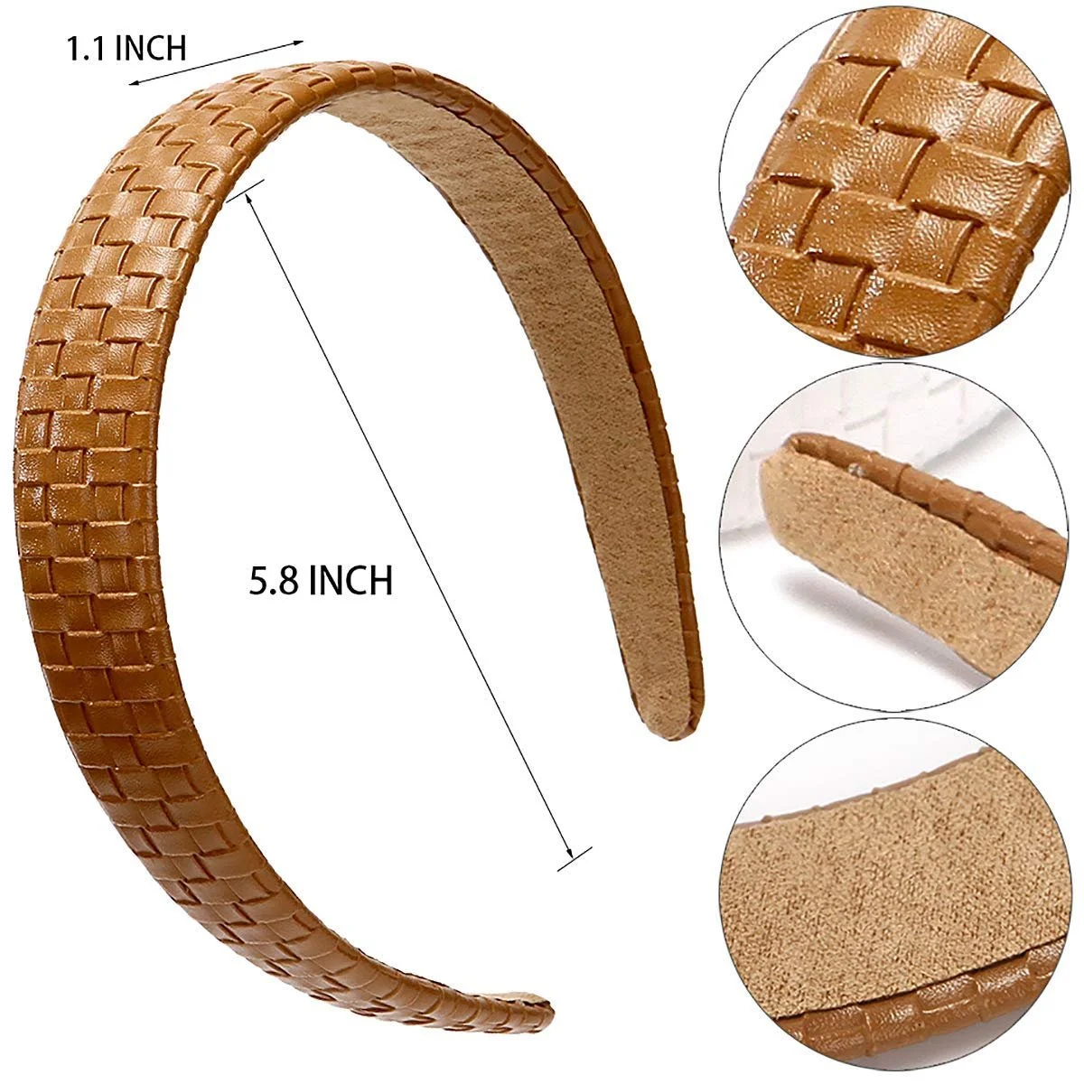 Обруч для волосся LONEEDY Шкіряний в клітинку, фото №3