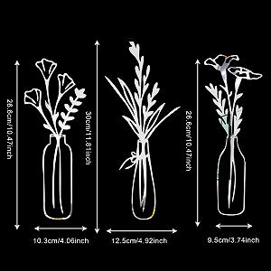Наклейки на стіну Акрилові дзеркальні Квіти Ваза 3D Самоклейні 3 шт. Сріблястий synthetic.ua - Фото 1