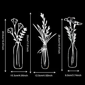 Наклейки на стіну Акрилові дзеркальні Квіти Ваза 3D Самоклейні 3 шт. Сріблястий synthetic.ua - Фото 1