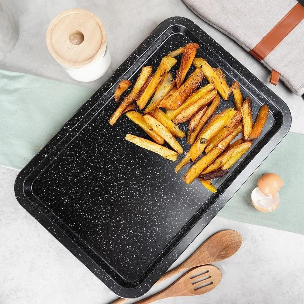 Противень для выпечки с гранитным покрытием 43 x 29 x 2 см черный, фото №6 Противень для выпечки с гранитным покрытием 43 x 29 x 2 см черный, фото №6