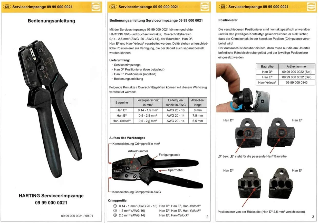 Инструмент для обжима Harting Han D, Han E с позиционером 09990000021, фото №4