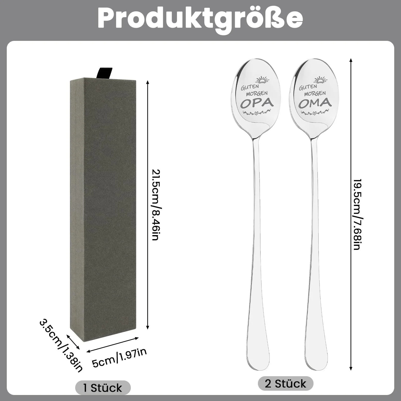 Ложка Кавова з гравіюванням Guten Morgen Oma/Opa, 2 шт, фото №2